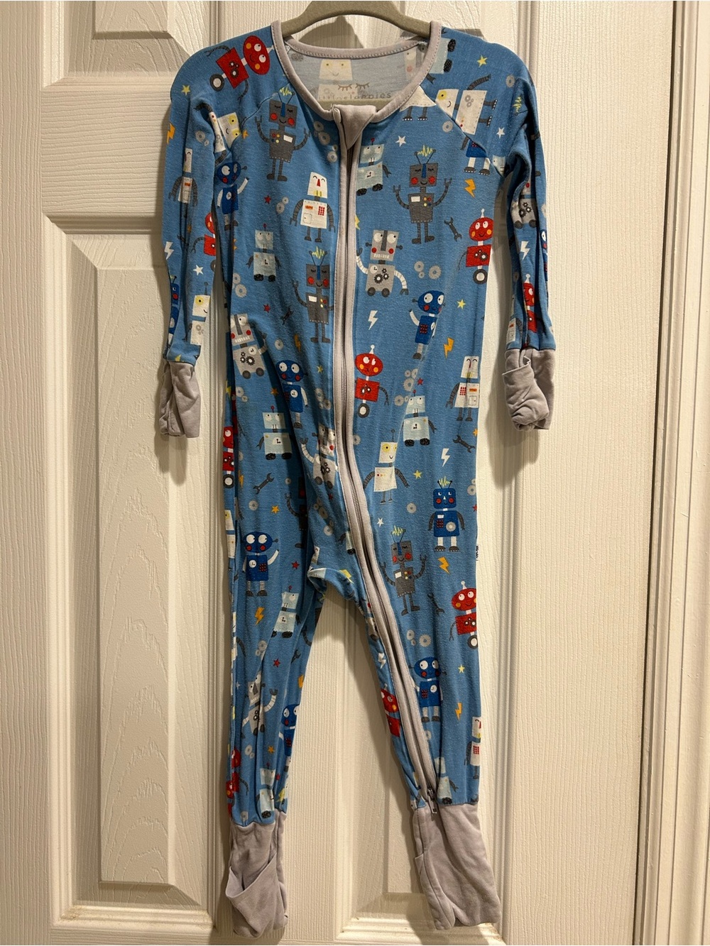 Little Sleepies Blue Robot Print Footed One-Piece Pajama